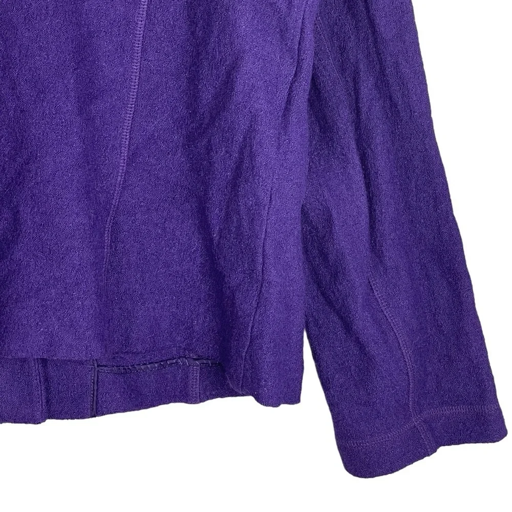 Talbots Boiled Wool Utility Jacket Medium Purple Stand Collar Button Up Stretch - Picture 10 of 11